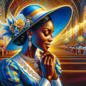 A spiritually enriching illustration portrays an African America...