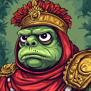 Pepe with pumped-up lips of a bright red color in carton style...