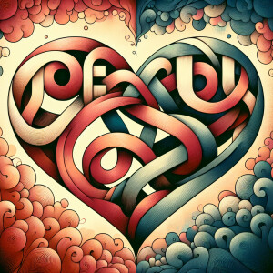 Create an image of abstract hearts intertwining the names “Joe”...