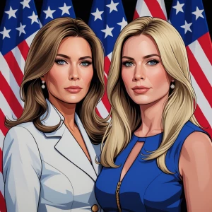 Melania and Ivanka Trump together in carton art style