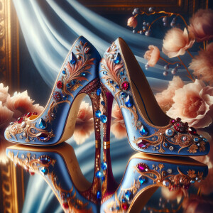 Imagine a pair of enchanting shoes, each a mirror image of the o...