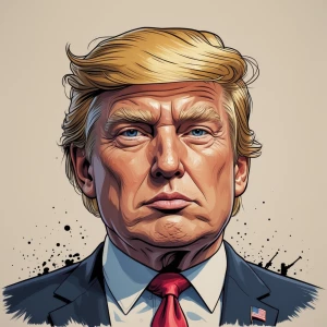 funny trump in carton and saciristic art style