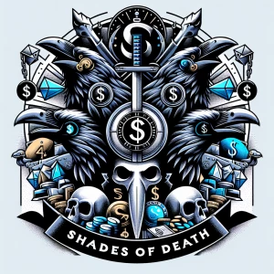 Create a crazy logo with 4 crows extremely detailed. They also h...