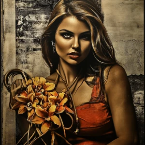 A girl with whip of orchids and poison --sref 4