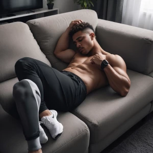he passed out on the couch nike while the bulging hehavebigd I c...
