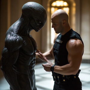 Lifesize digital photography portrait of young fit muscled age 2...