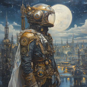 A dazzlingly intricate Moonwalker, adorned in steampunk-inspired...
