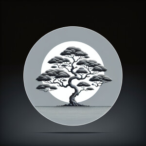 Create an image of a tree infused with both Japanese and Scandin...