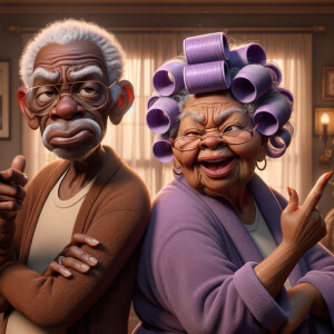 An animated image featuring an African-American elderly couple i...