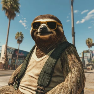 Sloths slerf meme..flex, in GTA San Andreas and carton style