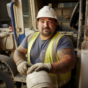 Michael Angelucci a concrete mixer operator pouring concrete, he...