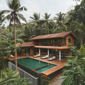 A tropical single floor house in a tropical forest inspired by K...