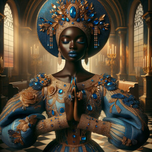 Create an illustration that embodies spirituality and a deep con...