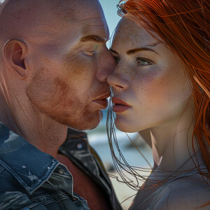 A photorealistic high resolution image. Light ginger haired fema...