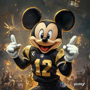 Illustration Concept: Sporty Mickey Mouse in a New Orleans Saint...