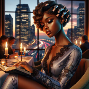 300dpi caramel skinned African American woman, flawless makeup,...