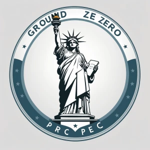 Create a symmetrical logo featuring the phrase "GROUND ZERO PROJ...