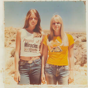 Faded color photograph from the late sixties of two naturally go...