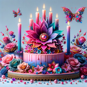 Craft a digital artwork that dramatically amplifies the colorful...