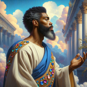 Oil painting of an African-American man resembling Jesus Christ,...