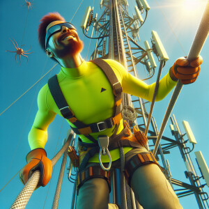 man climbing a 150 foot cell phone tower, Photoshoot, DSLR, Top-...