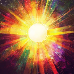 Design a thumbnail featuring a radiant sun with luminous beams e...