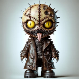 intricately detailed macabre dystopic hello kitty with stitched...