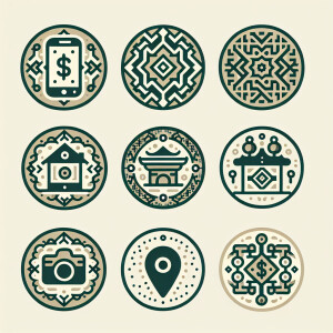round covers for those highlights on Instagram. in green and bei...