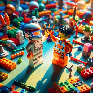 Lego pieces high fiving
