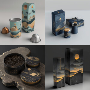 Luxurious product package design for coffee pods and sleeve, mou...