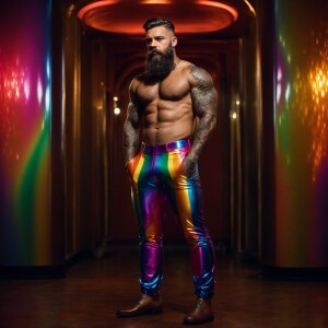 a bearded muscular man standing with his hands on his in his poc...