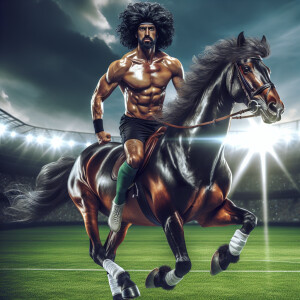 I want image of Cristiano Ronaldo riding a horse