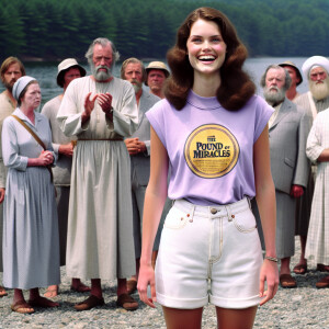 create a film snapshot from 1972 of dozens of dour men standing...