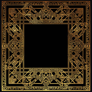 Design a sophisticated Art Deco border with intricate golden geo...
