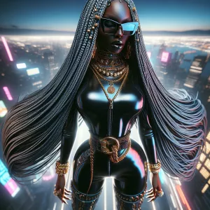 An Birds Eye front reaching view, Afrocentric queen styled with...