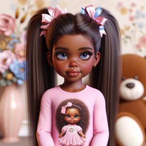 Refine the 3D realistic image of a four-year-old African-America...