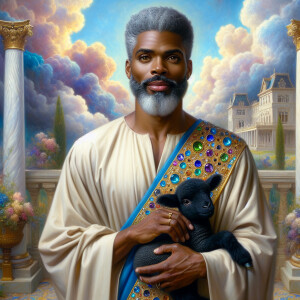 Oil painting of an African-American man resembling Jesus Christ,...