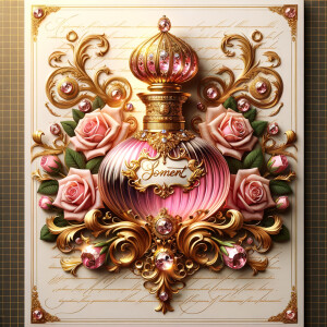 Craft an image of an ornate perfume bottle, with a luxurious des...