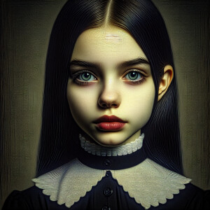 Wednesday Addams,resolution,ultra-detailed, ultra-realistic, mas...