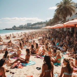A beach full of empowered women getting full body tans. Swimsuit...