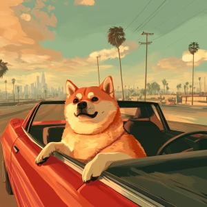 DOGE meme..driving in car with PEPE, in GTA San Andreas and cart...