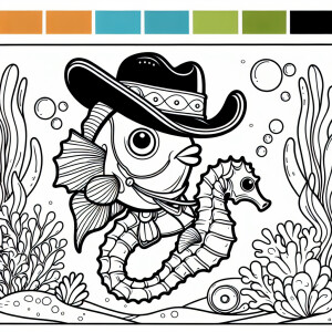 Simple lines, coloring, book of fish inside the fish tank, weari...