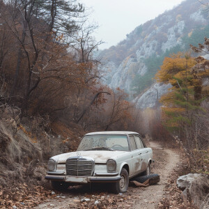 Mercedes in Crimean mountains