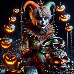 Generate a ultra-realistic image of Harley Quinn portrayed with...