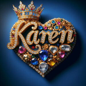 VCraft a 3-D image showcasing the name 'KAREN' in a luxurious go...