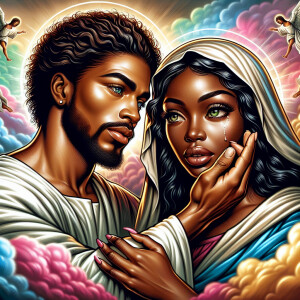 Ensure that the image distinctly represents both Jesus Christ an...