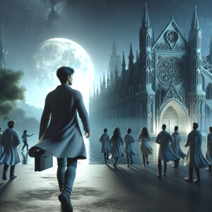 One young researcher walked away from a group of people close to...