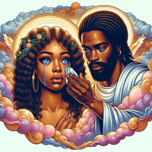 Ensure that the image distinctly represents both Jesus Christ an...