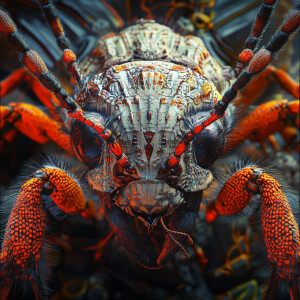 Design a hyper-realistic 3D rendering of an anthropomorphic Ant...