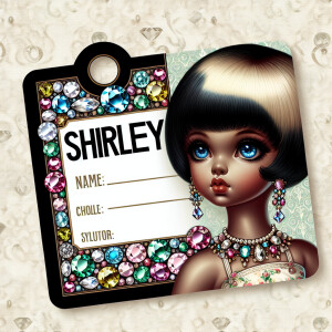 Design a square-shaped tag with the name African-American “Shirl...